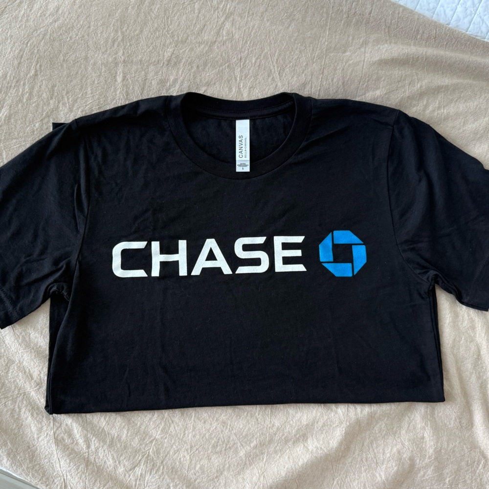 Chase Bank Black Tee with Blue Logo